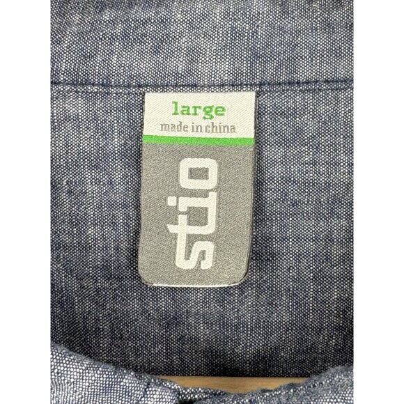 Stio Men’s Large Ashton Chambray Snap Shirt Western Rodeo Outdoors Pockets - Picture 4 of 16